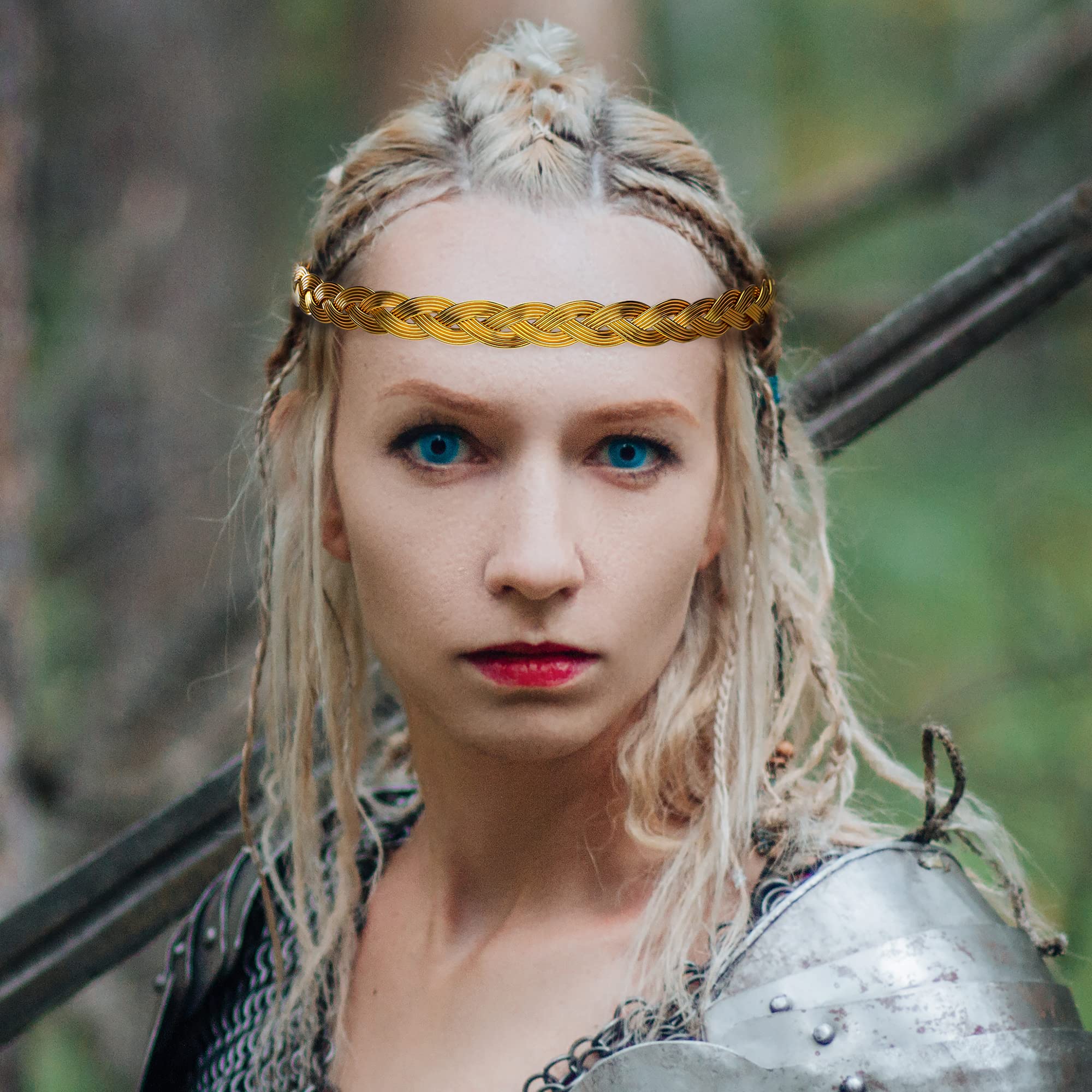 PartyforU Gold Viking Celtic Circlet - Viking Medieval Braided Vintage Crown for Men Women Renaissance Cosplay Accessories - Image 3
