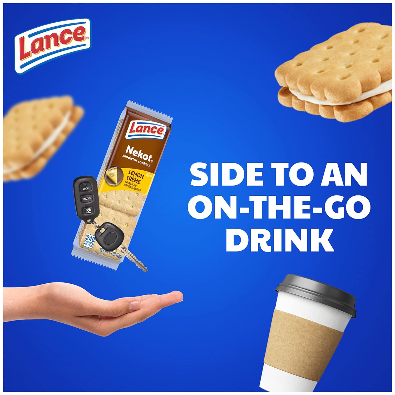 Lance Sandwich Cookies, Nekot Lemon Creme, 8 Individually Wrapped Packs, 6 Sandwiches Each (Pack of 14)