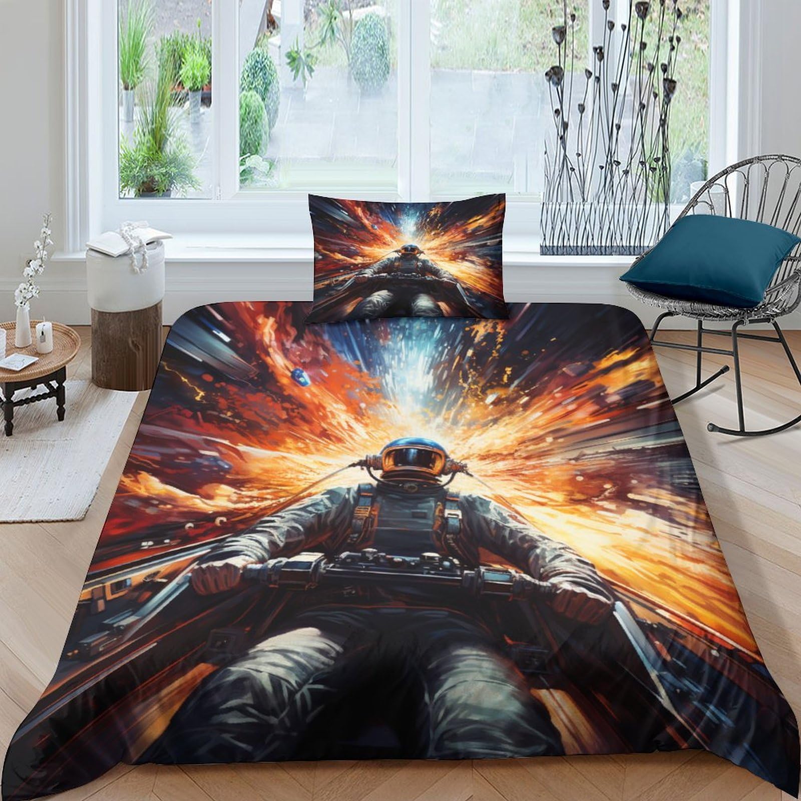 Trains interstellaires parure de lit enfant science-fiction housse couette microfibre douce