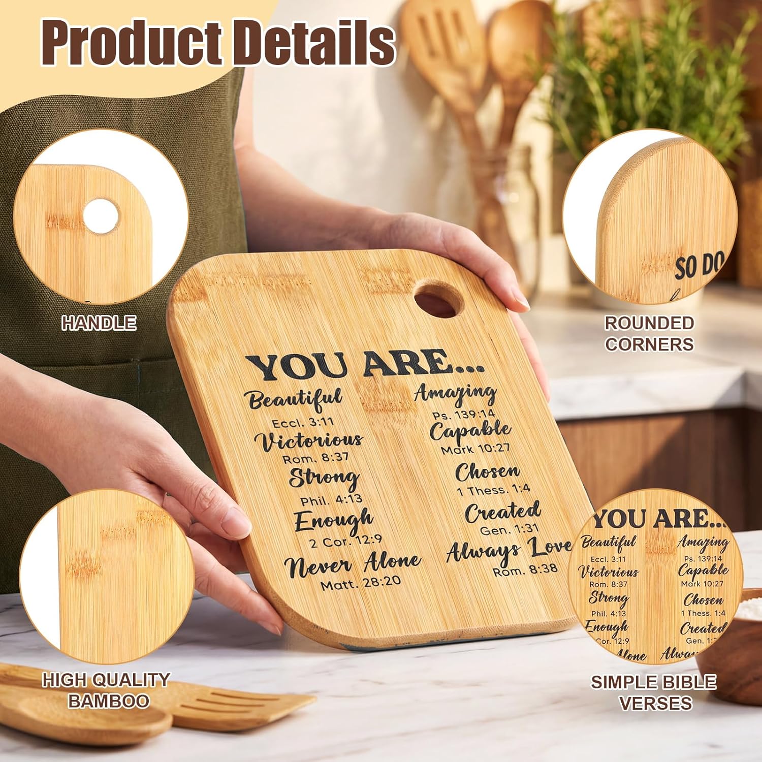 12 Pcs Christian Easter Gift Christian Wood Cutting Board for Women 7.8 Inch Mini Bible Bamboo Charcuterie Board Religious Favor for Mother's Day Home Baptism Birthday Wedding(Classic Style)