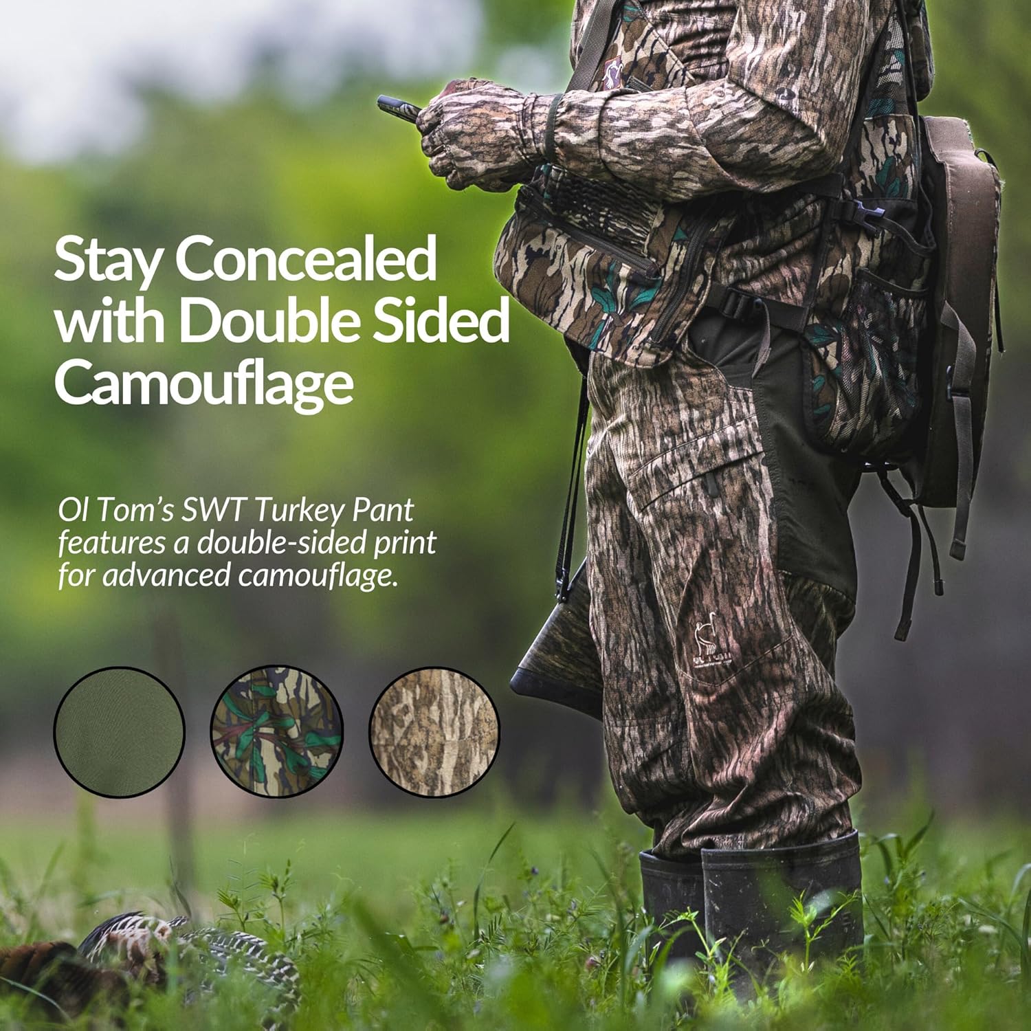 Ol’Tom Turkey Hunting Pants for Men - Breathable & Durable Polyester Hunter Pants w/Stretch Panels - Mens Hunting Gear