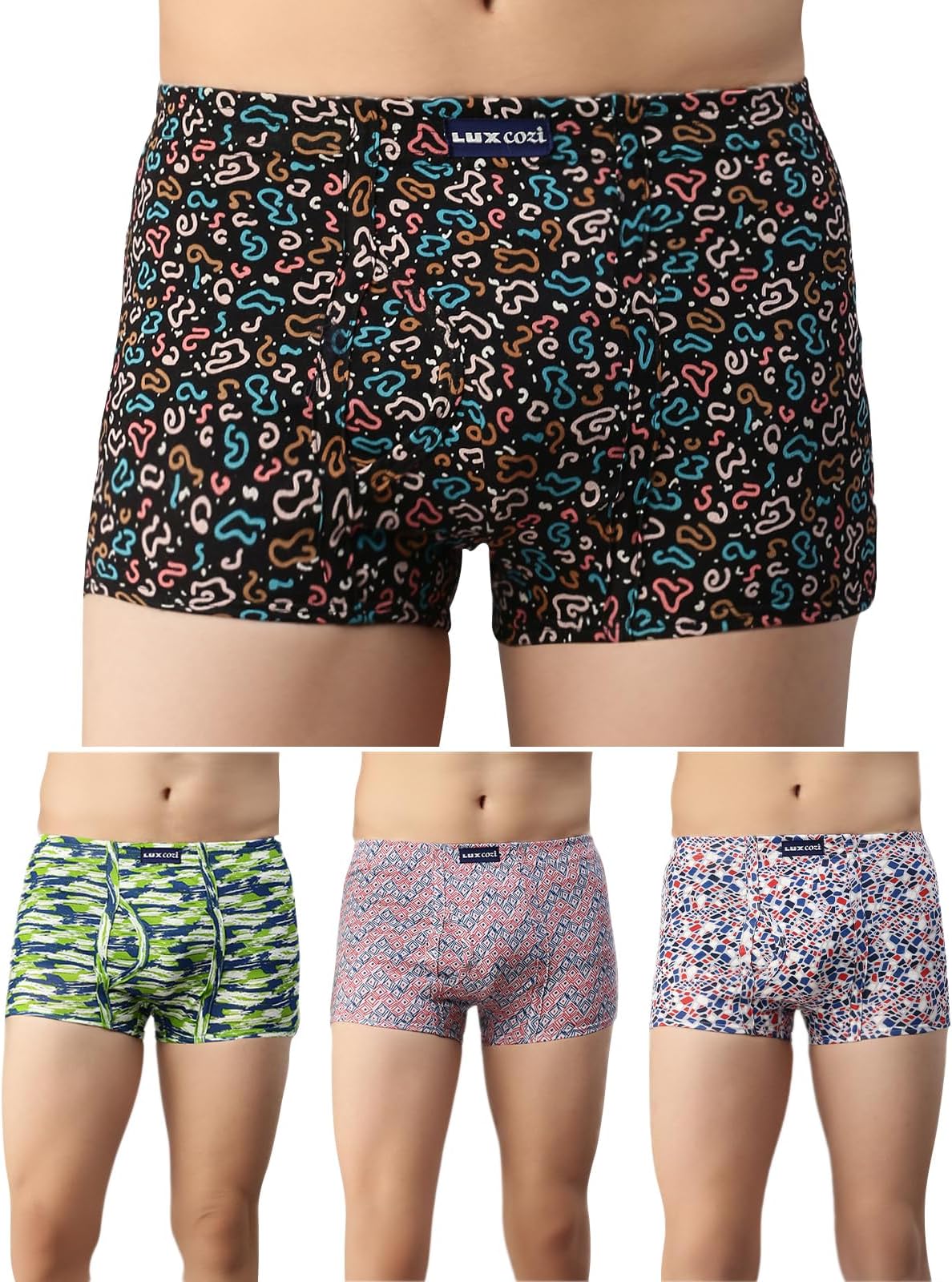 Men's 100% Cotton Printed Inner Elastic Mini Trunk | Printed Mini Trunk for Men | Color and Print May Vary | Mini Trunk for Men Pack of 4