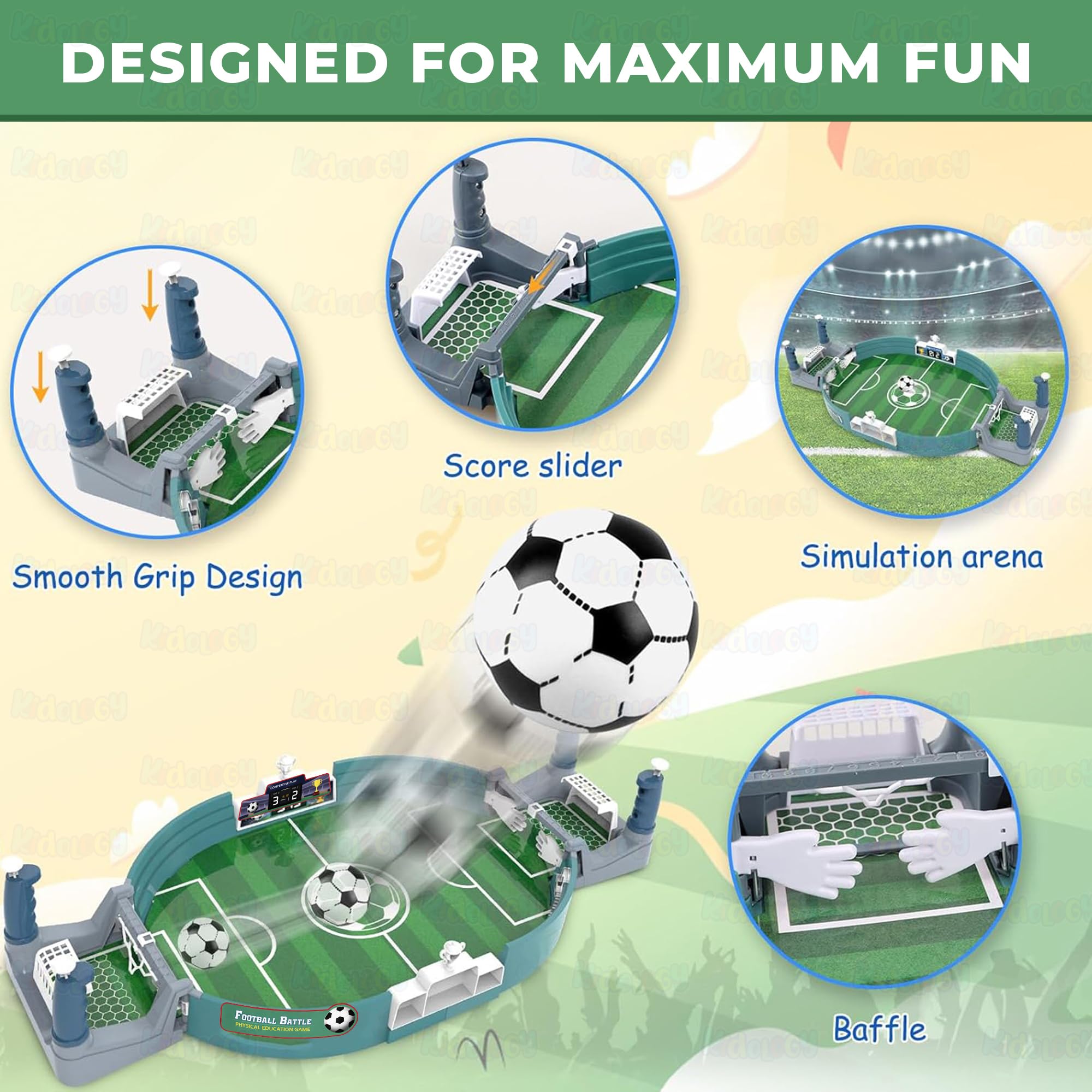 Kidology Mini Football Tabletop Game for Kids 3+ Years | Builds Hand-Eye Coordination Focus & Strategy | 2-Player Indoor Soccer Board Game for Teens | Portable Sports Gift for Boys & Girls 1