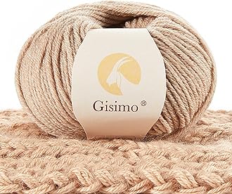 GISIMO 100% Merino Wool Yarn, 6-Ply Luxurious and Soft Yarn for Hand Knitting & Crocheting, 1.76 OZ/50g, 127 yds/116 Meters (Beige, 1 Ball)