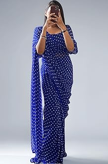 Women's Georgette Digital Printed Ready To Wear one Minute Saree With Unstitched Blouse Piece (Ready To wear Georgette)
