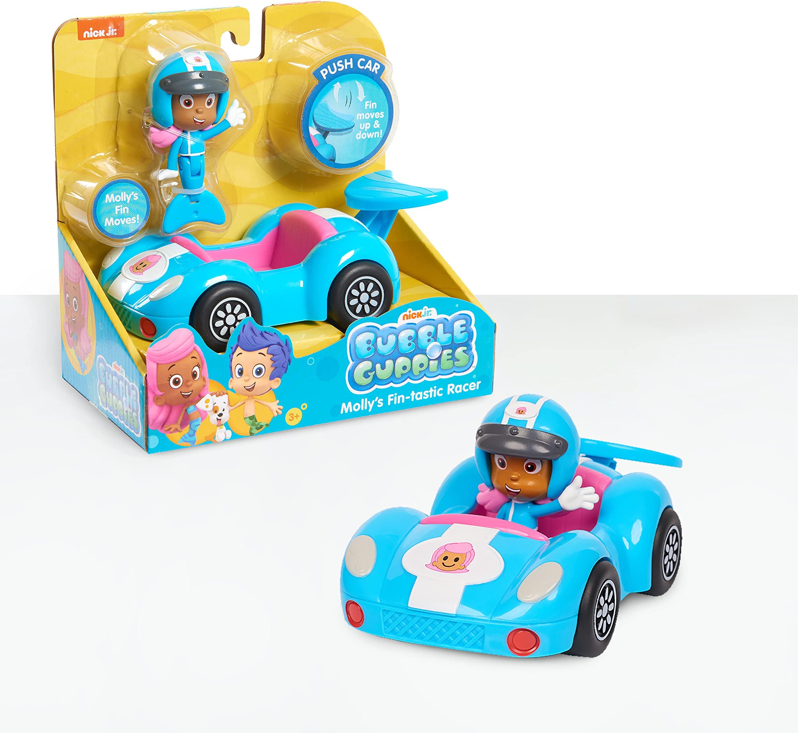 Bubble Guppies Molly's Fin-tastic Racer, 4-inch Molly Figure and matching Fin-tastic Racer, Blue, Kids Toys for Ages 3 Up by Just Play