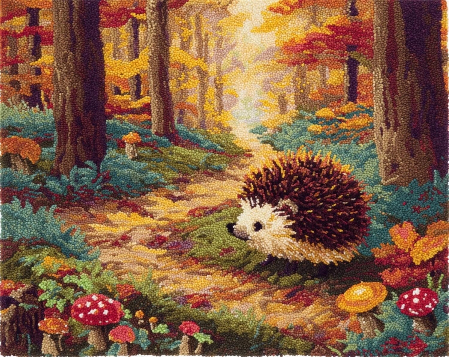 Henypt DIY Knüpfteppich Set Waldigel 80x115cm