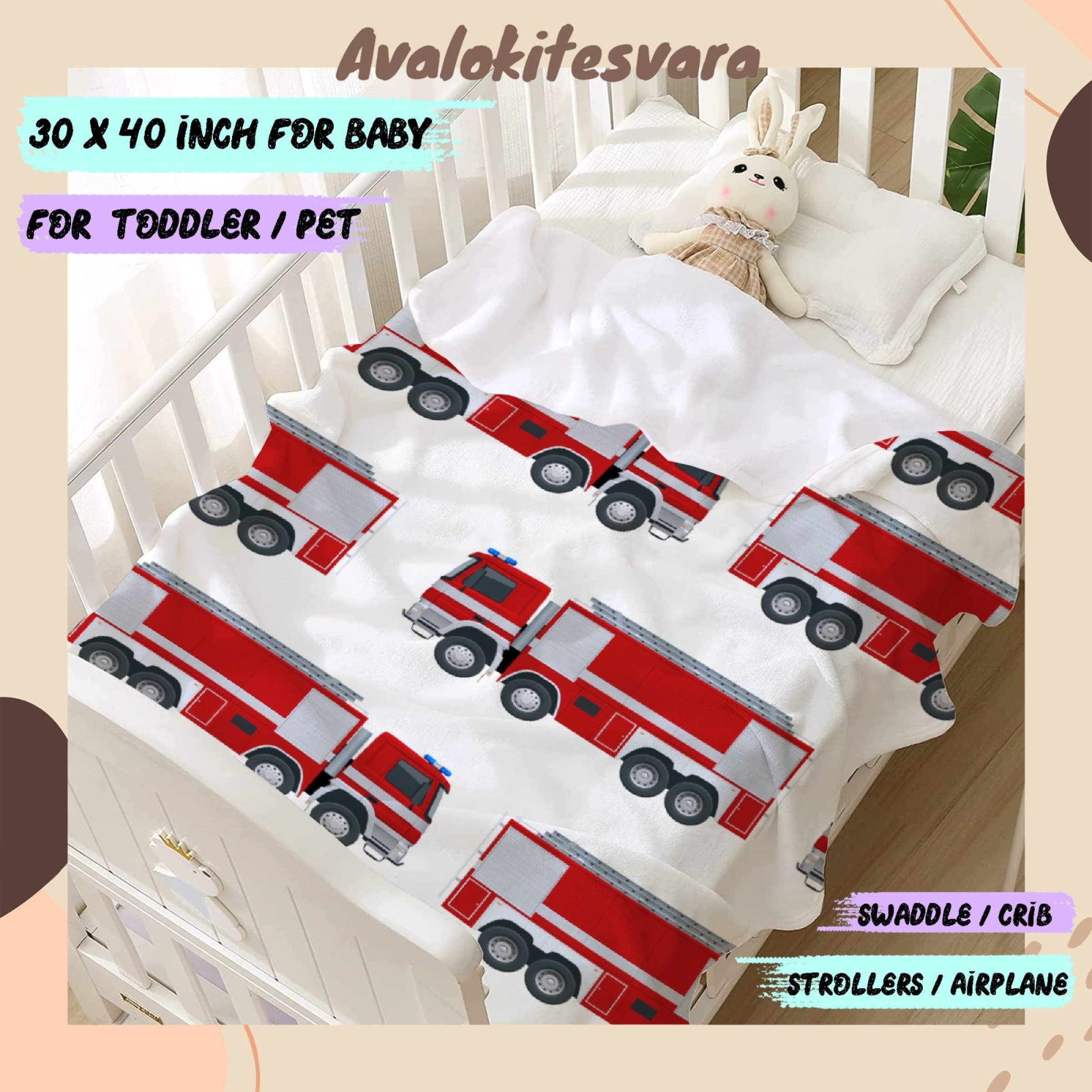 ARTBLANKET Red Fire Truck Rescue Emergency Truck2 Throw Blanket Fannel Fleece Super Soft Funny Blanket Travel Throw Blanket for Bed Couch Sofa 60x50 in for Teen Car