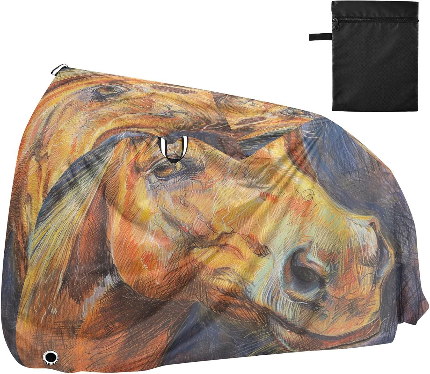 ALAZA Horse Head Crayon Drawing Bike Cover Waterproof Outdoor Ebike Bicycle Covers Tarp Protection for 1/2 Bikes, Sun UV Dust Wind Proof