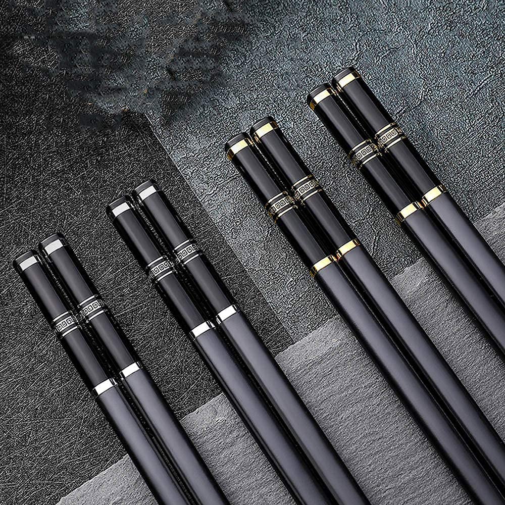 Baguettes Baguettes japonaises réutilisables Baguettes en métal Coffret Cadeau dutilisables antidérapantes lavables au Lave-Vaisselle pour Un Usage Quotidien et Un dîner en Famille Asiatique