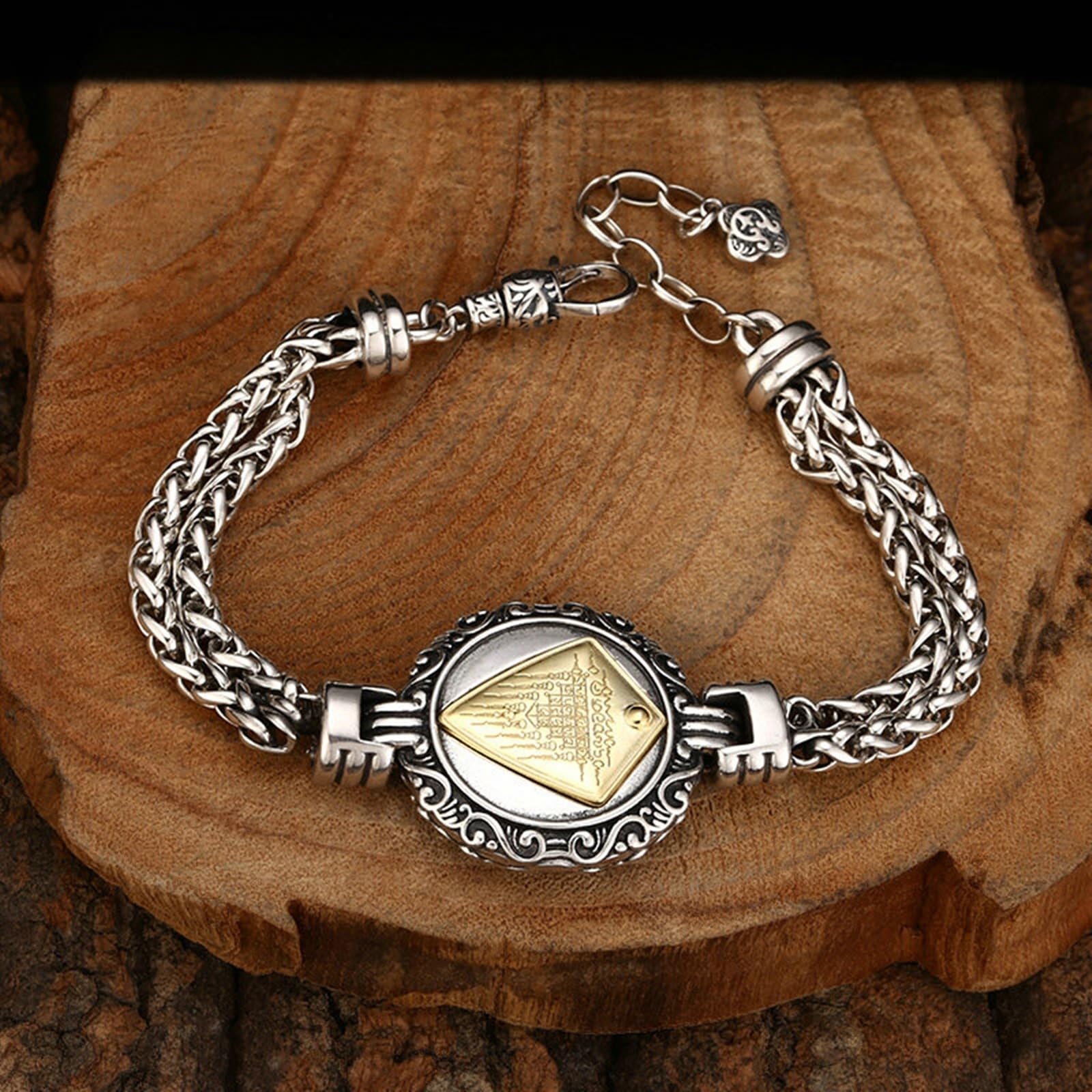 Vajra - Bracciale da uomo in argento Sterling 925, con ciondolo a forma di popcorn