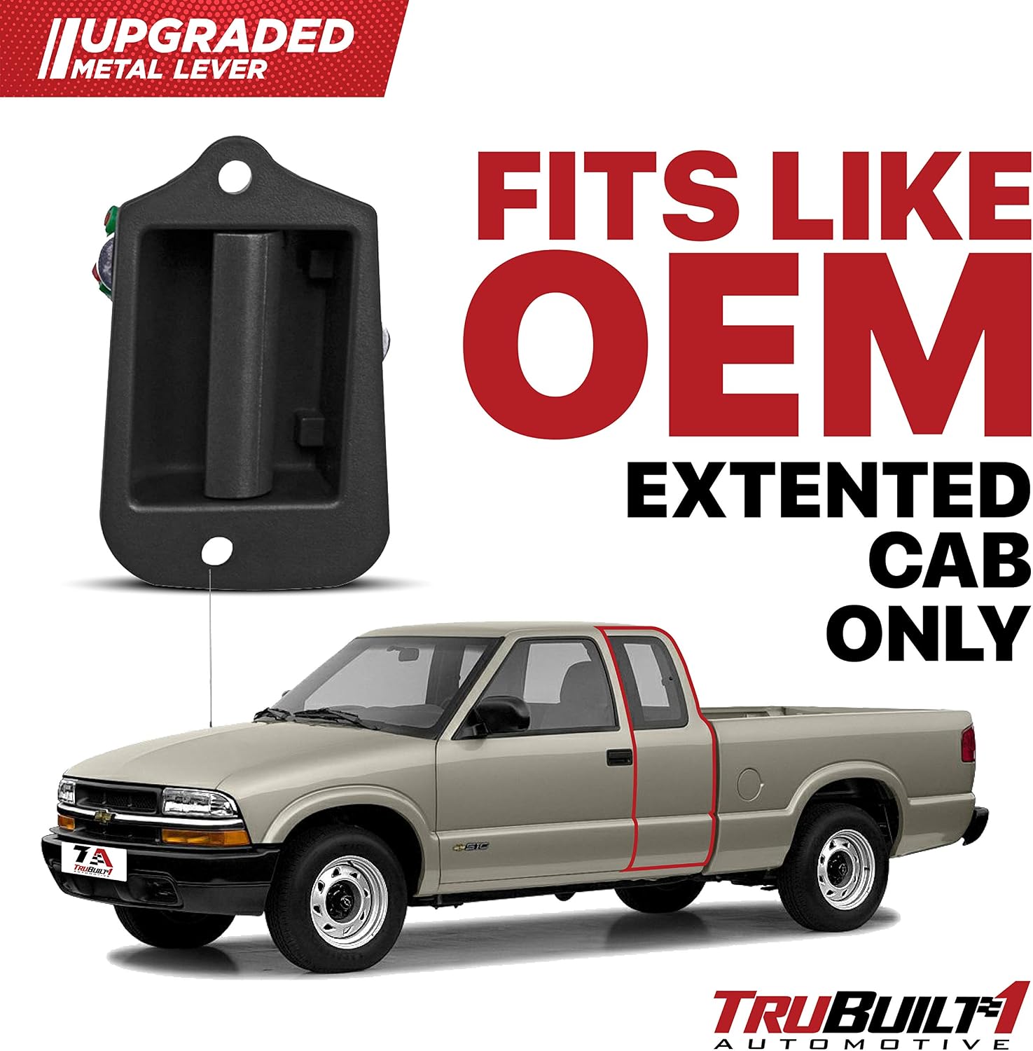 T1A Interior Third Door Handle Compatible with Chevy 1996-2003 S-10, Fits Rear Left Inside Third Door, Also Fits GMC Sonoma and Isuzu Hombre, Black Color, T1A-15760310-M