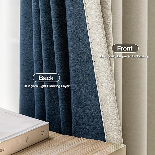 Miniatura 5 de Anmao Cortinas opacas con aislamiento térmico total para dormitorio, sala de estar, juego de 2 paneles de 84 pulgadas de largo, con ojales florales