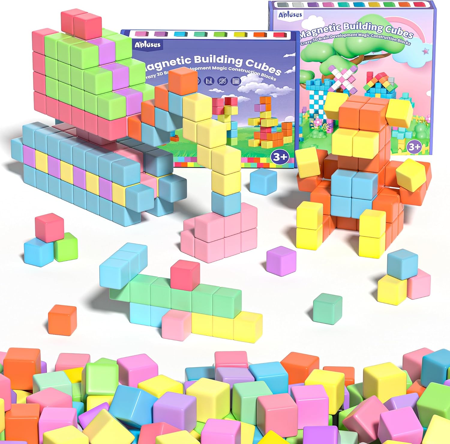 172PCS Magnetic Blocks | Montessori STEM Sensory Toys for Kids Ages 3-8, Educational Construction Cubes and Gifts for Toddlers, Boys & Girls