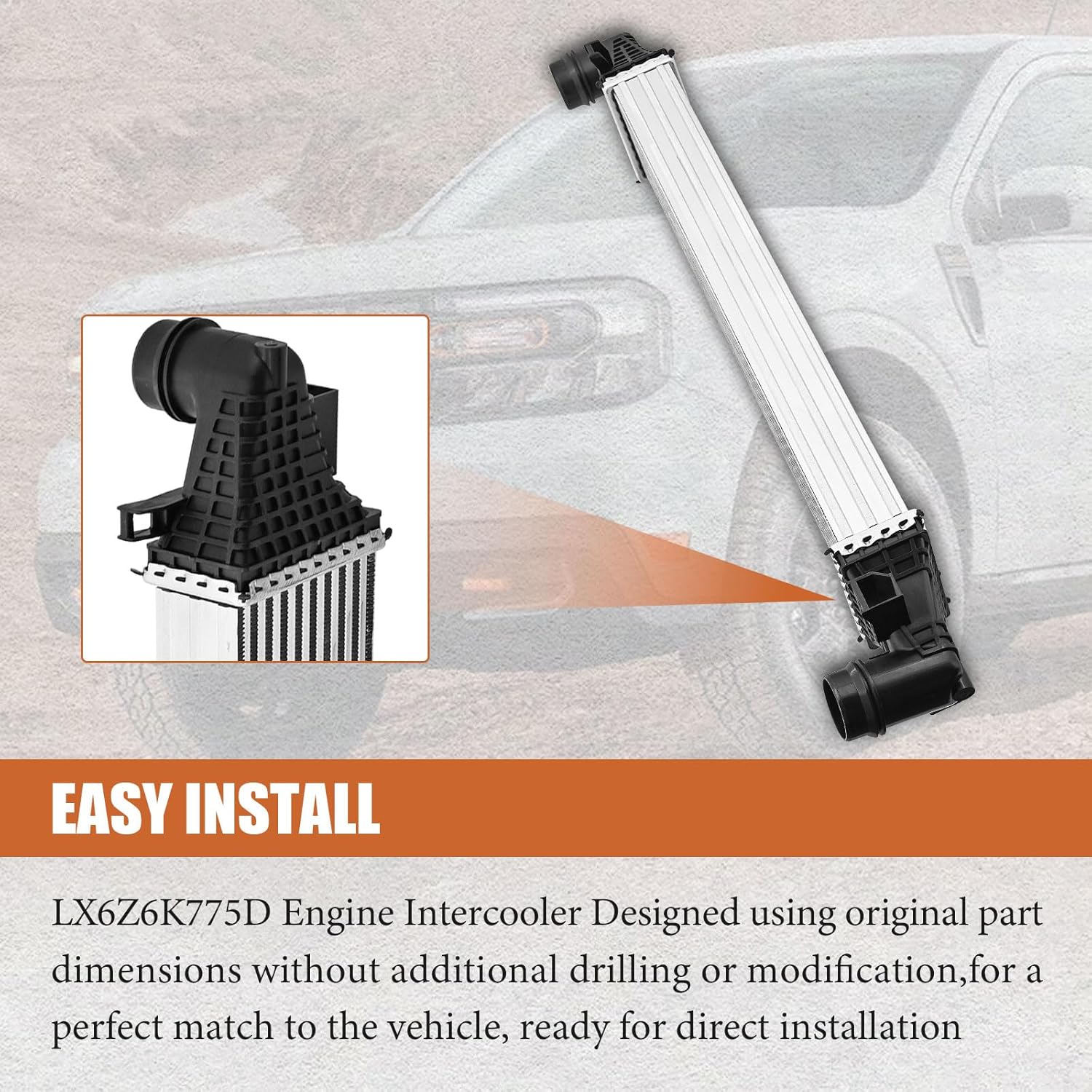 LX6Z6K775D Engine Intercooler Compatible With Ford Bronco Sport L3 1.5L/ L4 2.0L 2021-2024 | Fits for Ford Maverick L4 2.0L 2023-2024 Charge Air Cooler LX6Z-6K775-D