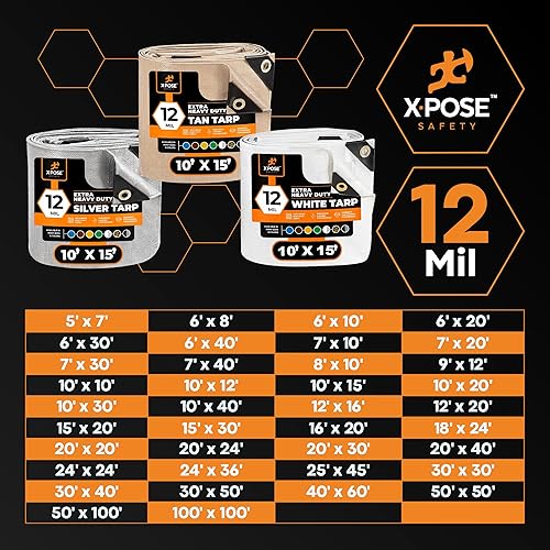 Miniatura 8 de Lona protectora Xpose Safety multiusos, de poliéster blanco, resistente, resistente al agua, resistente a la intemperie, resistente a rasguños y