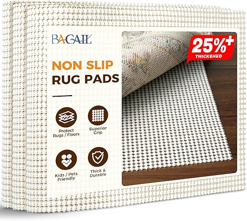 BAGAIL BASICS Almohadilla de agarre de alfombra de 2 x 3 pies para suelos de madera, almohadillas antideslizantes para alfombras de área, acolchado