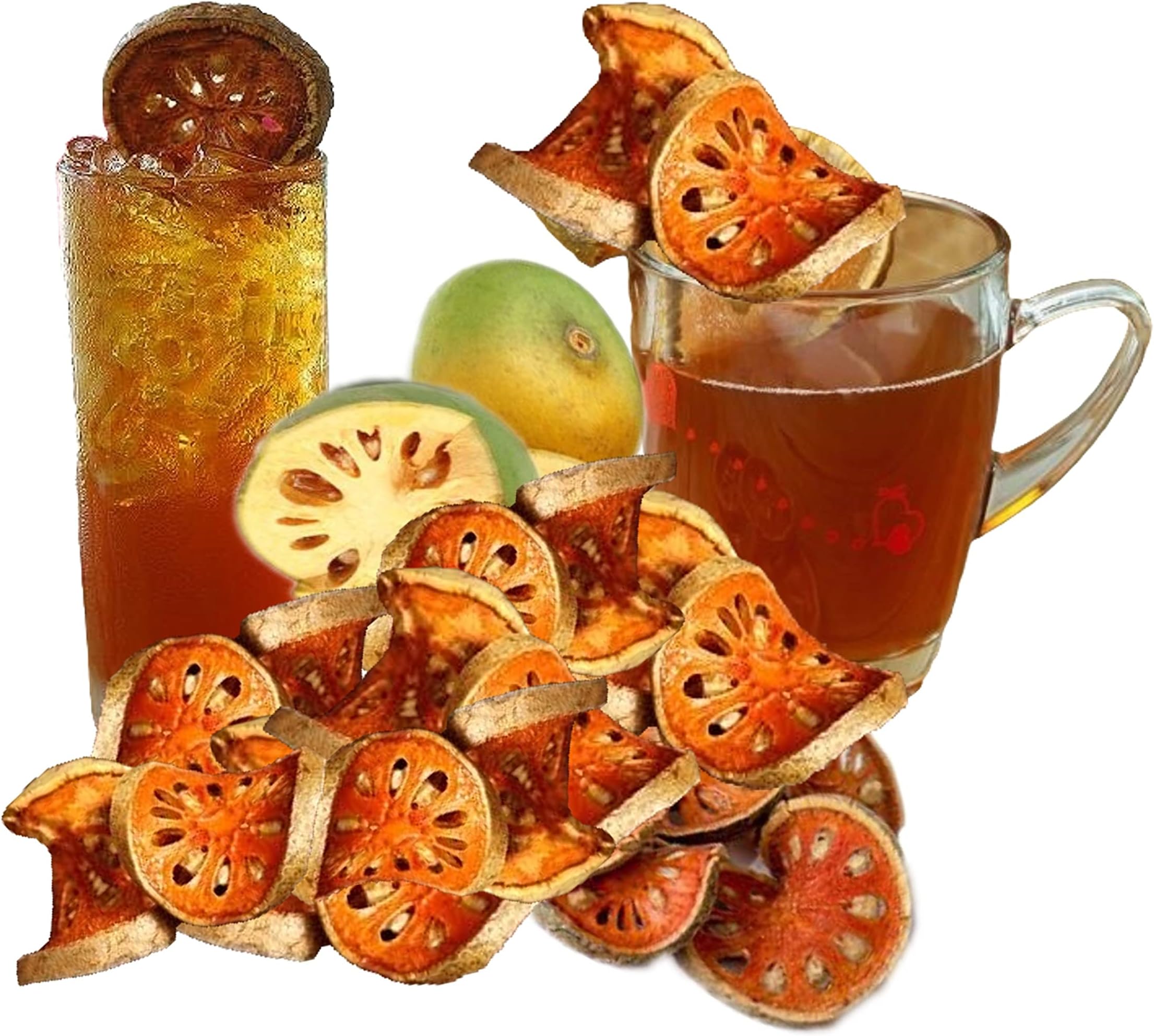 Lungcha Dried Bael or Matoom Organic Thai Fruit Tea for also Hot and Cold Herbal Drink 100 gram (3.5 Ounce)