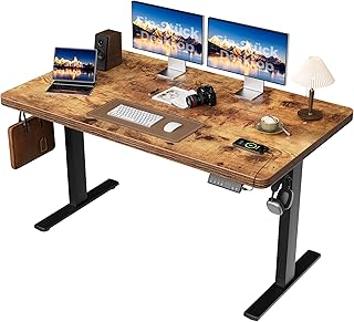 Agilestic Höhenverstellbarer Schreibtisch 140x80cm, 28MM Ganze Tischplatte mit 2 Motoren, Ergonomischer Steh-Sitz Tisch Stehpult mit 3 Memory-Steuerung, Einfache Montage für Homeoffice(Braun)