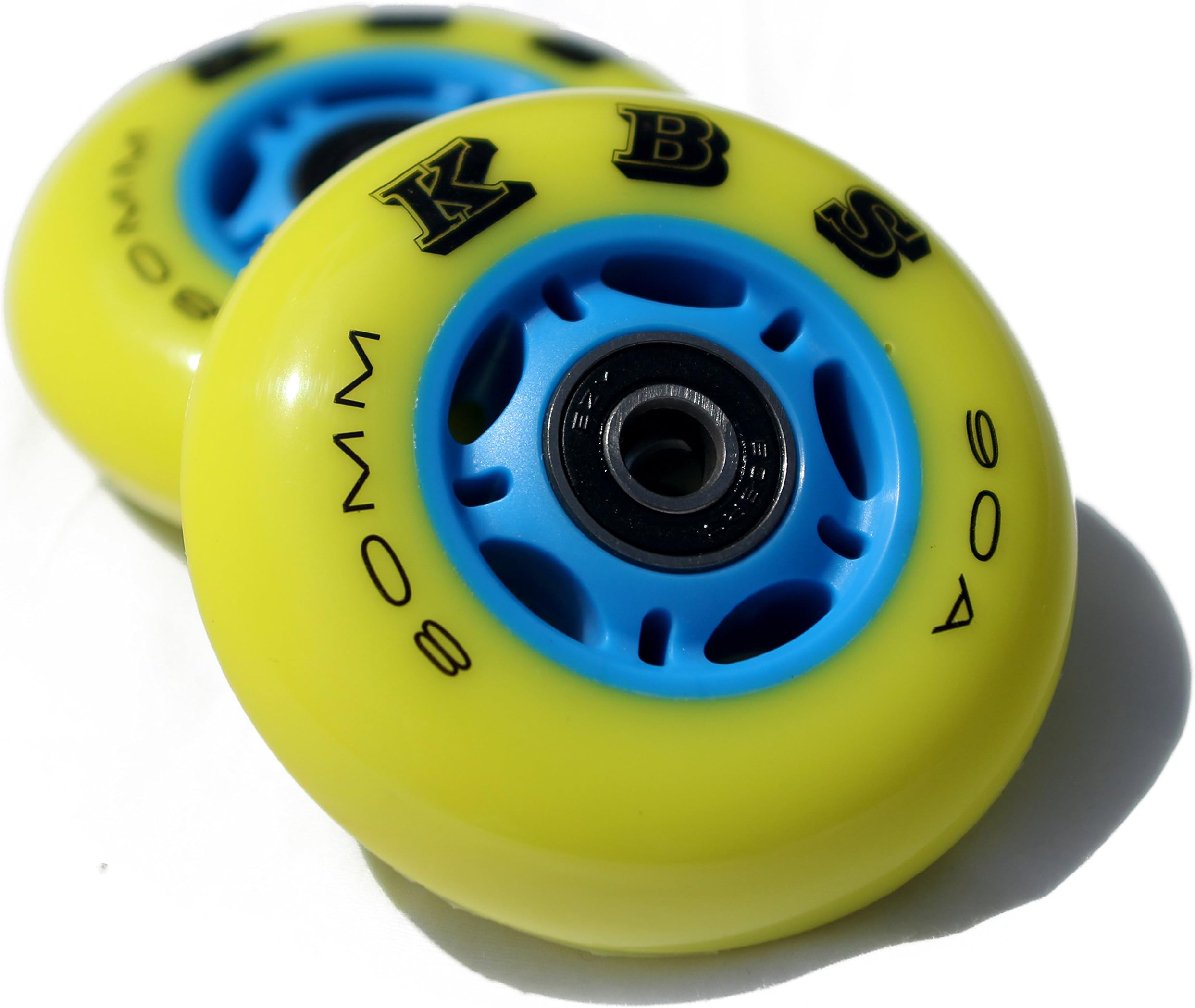Ripstik Wheels by KBS - Razor Ripsurf Performance Caster Board Replacement 80mm 90a with ABEC 7 Speed Bearings 2 pack set of two Ripstick Wheel (CYK, 80MM)