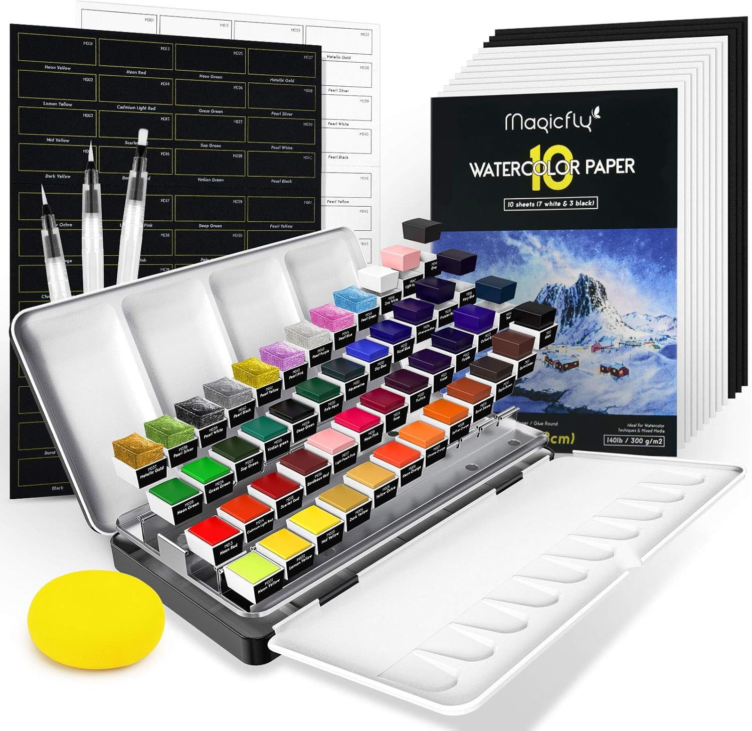 Magicfly Watercolour Paint Set, 48 Watercolour Paint for Beginner (with