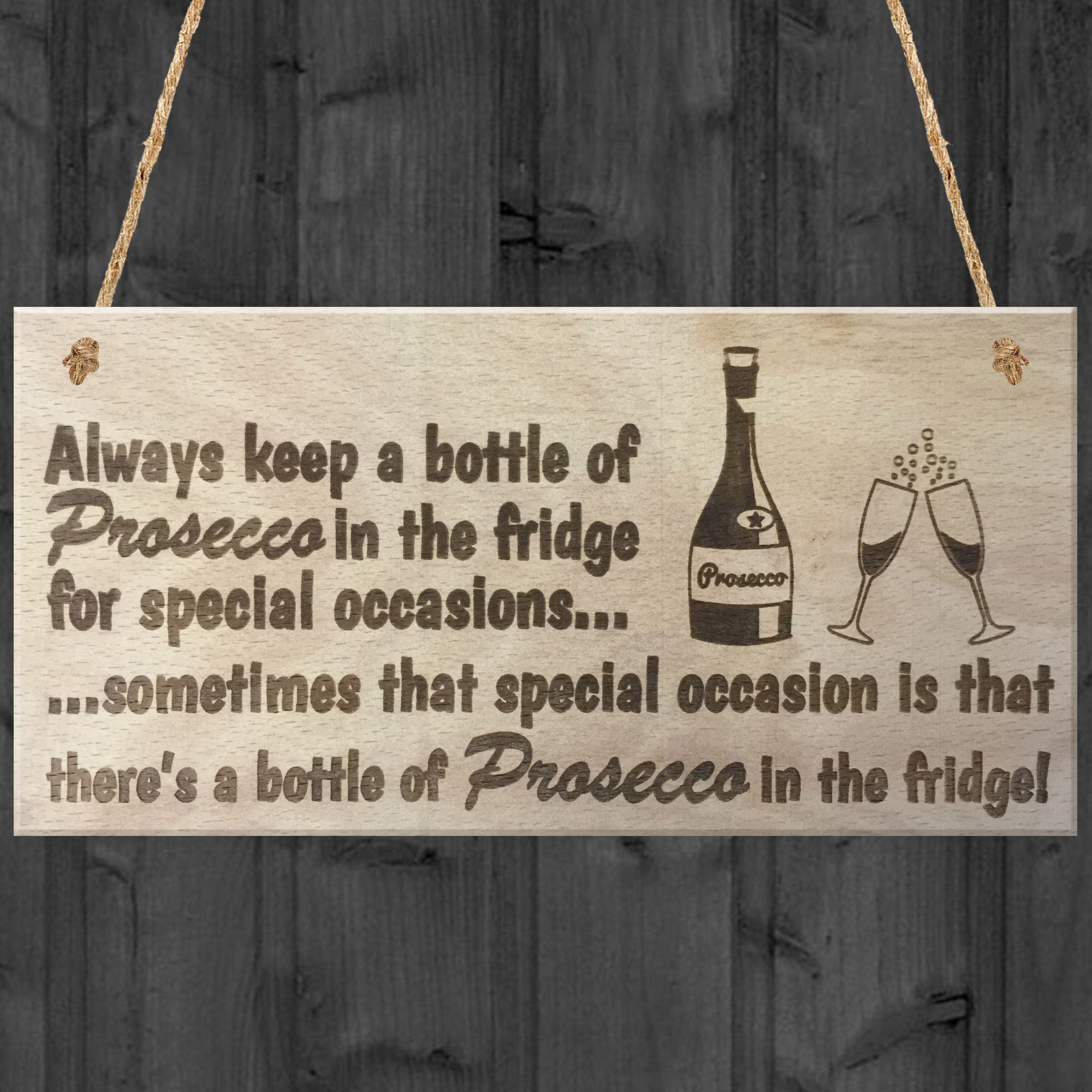 Red Ocean Prosecco Special Occasions Novelty Wooden Hanging Plaque Funny Alcohol Joke Sign Kitchen Gift