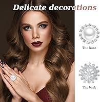 Vista 3 de 50 adornos de diamantes de imitación de perlas de imitación retro con parte trasera plana, botones vintage con perlas de imitación, flores