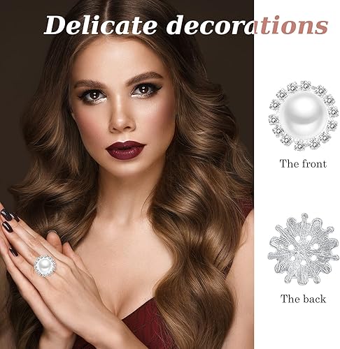 Miniatura 3 de 50 adornos de diamantes de imitación de perlas de imitación retro con parte trasera plana, botones vintage con perlas de imitación, flores de