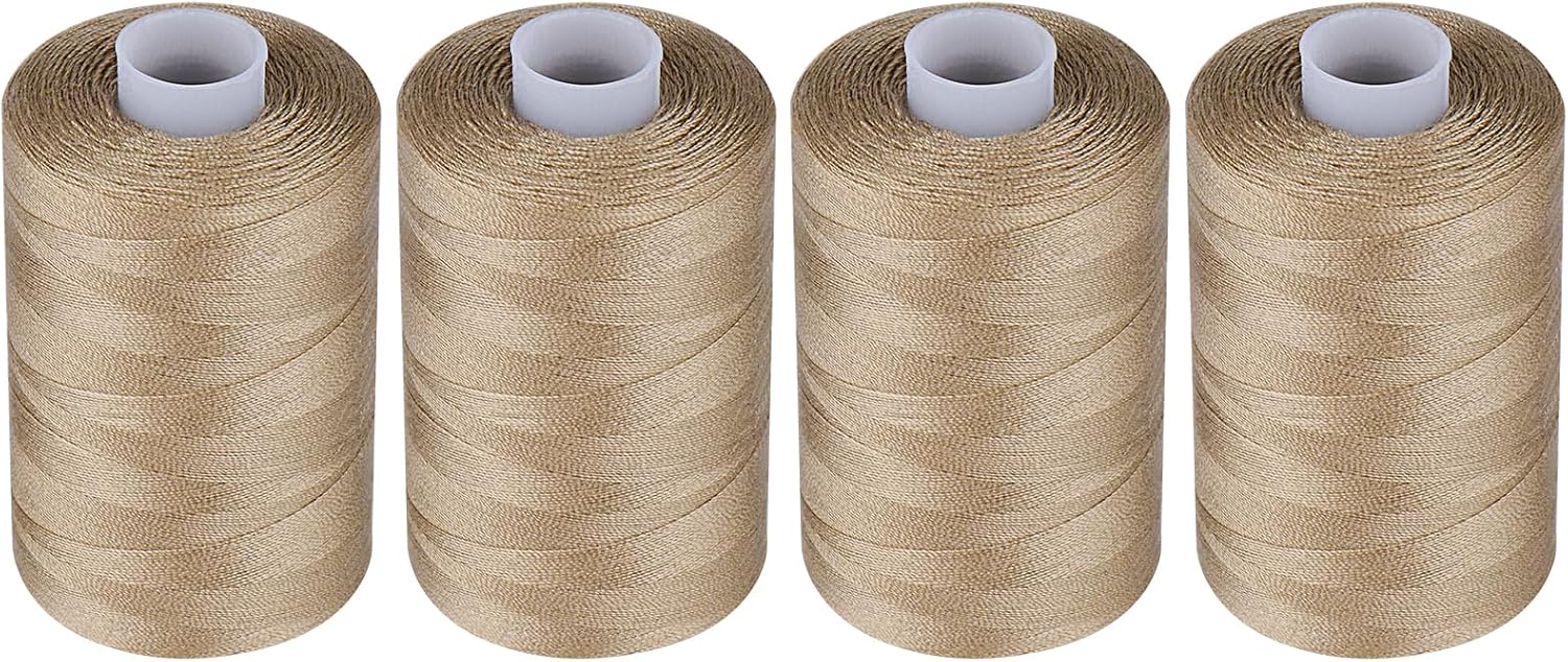 Simthread All Purpose Sewing Thread, 4 Spools Each 1000 Yards of Polyester Threads for Sewing Machine, Sewing Machine Supplies for Beginners, Hand Stitching, Quilting, Serger (4 White)