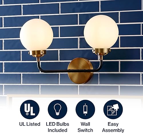 Miniatura 2 de JONATHAN Y JYL9057B Caleb - 2 luces de latón de 18 pulgadas, contemporáneo, moderno, oficina, sala de estar, sala de estar, comedor, cocina,