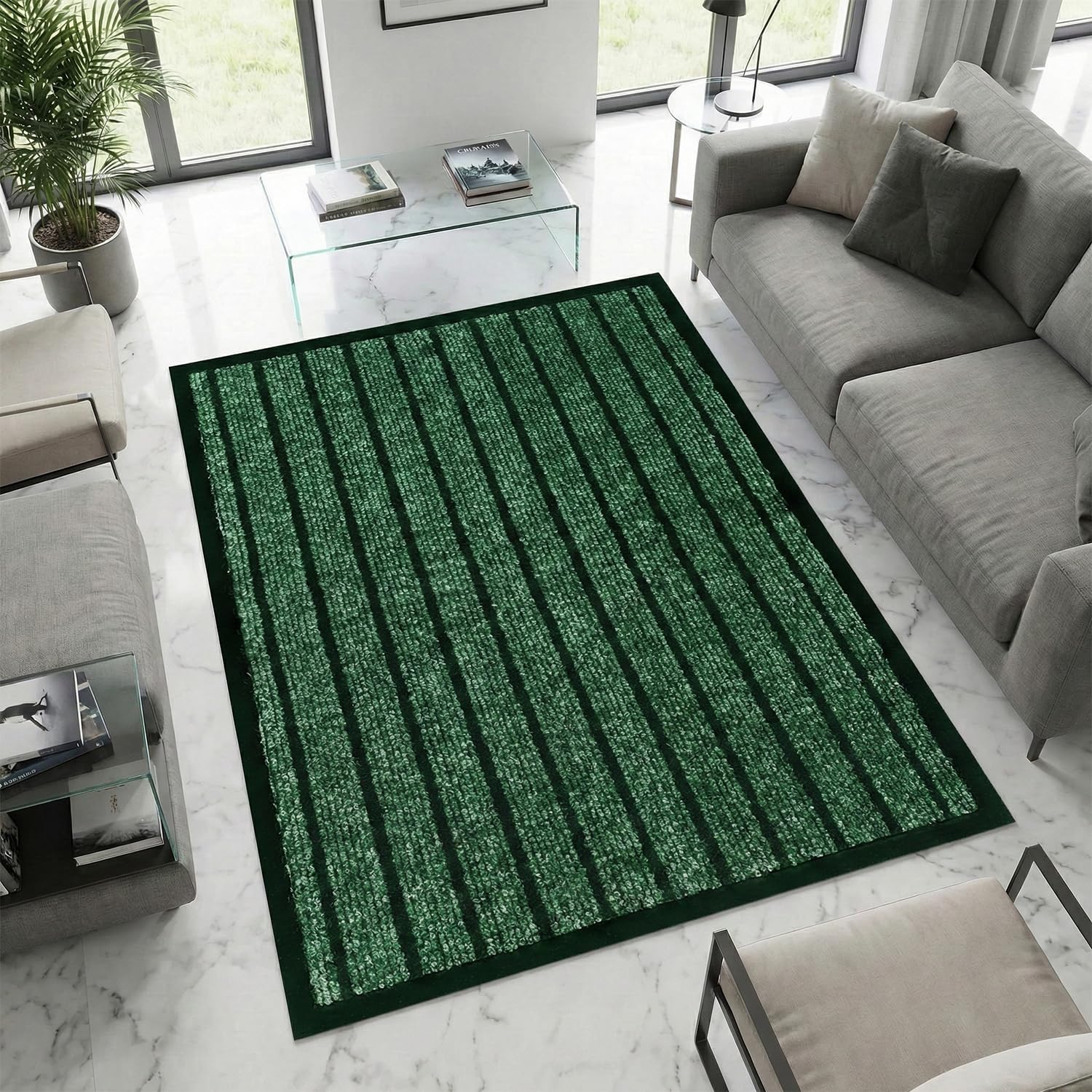 Rugs Inn Rubber Rug - Dirt Trapper Indoor and Outdoor High Traffic Areas, Garages, Storefronts, and Everyday Home Use Carpet (Green, 120 x 150 cm) โ image 1