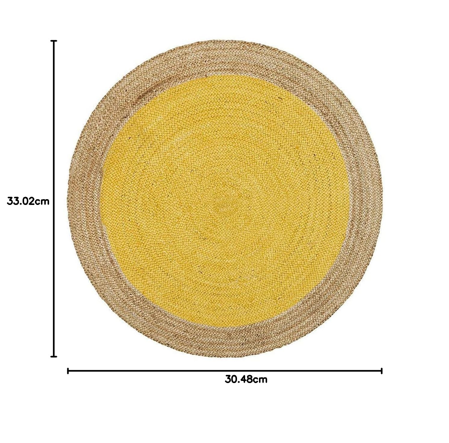 Handgefertigter geflochtener Jute-Teppich für Wohnzimmer, runde Jute-Bodenmatte, Teppiche für Wohnzimmer, Jute-Mitteltischteppich, Heimdekor-Teppich, Gelb (90 x 90 cm)