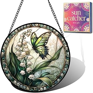 Butterfly Lily of the Valley Sun Catchers Indoor Window Gifts for Mom 6.3" | Christmas Stocking Stuffers Birthday Mothers Day Acrylic Flower Decor Gift for Woman Mom Grandma Nana Wife Mother In Law