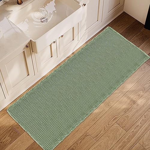 Miniatura 25 de ZALL Tapete de baño con diseño de gofres, color negro, súper absorbente, antideslizante, diseño geométrico de rombos de 17 x 24 pulgadas, lavable a