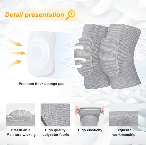 Vista 39 de Rodilleras de voleibol para bailarines, rodilleras suaves y transpirables para hombres, mujeres, niños, rodilleras protectoras para voleibol, Negro