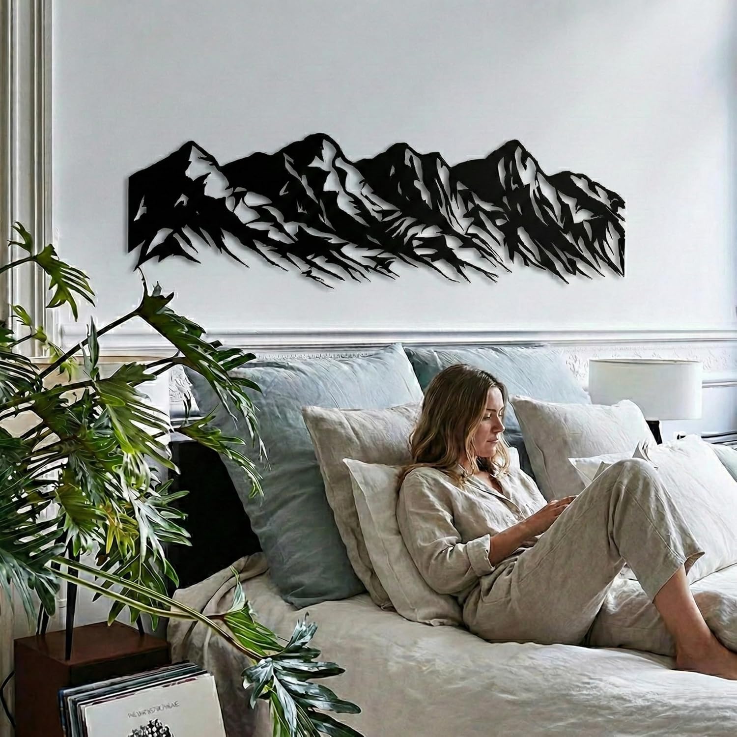 DEKADRON Metal Wall Art - Metal Mountain Range - 3D Wall Silhouette Metal Wall Decor Office Decoration Living Room Decor Metal Sculpture (Black, 30" W x 8" H /75x20 cm)