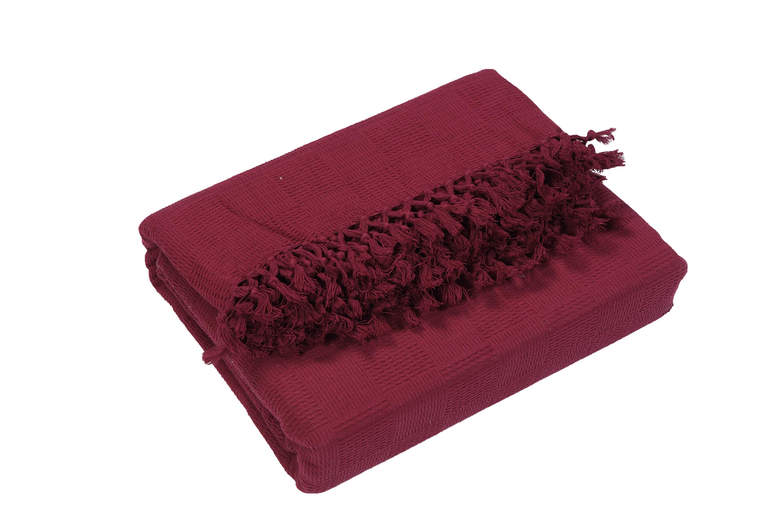 About Home Maroon Ascot Cotton Blanket Settee Throw (, 102 X 155)