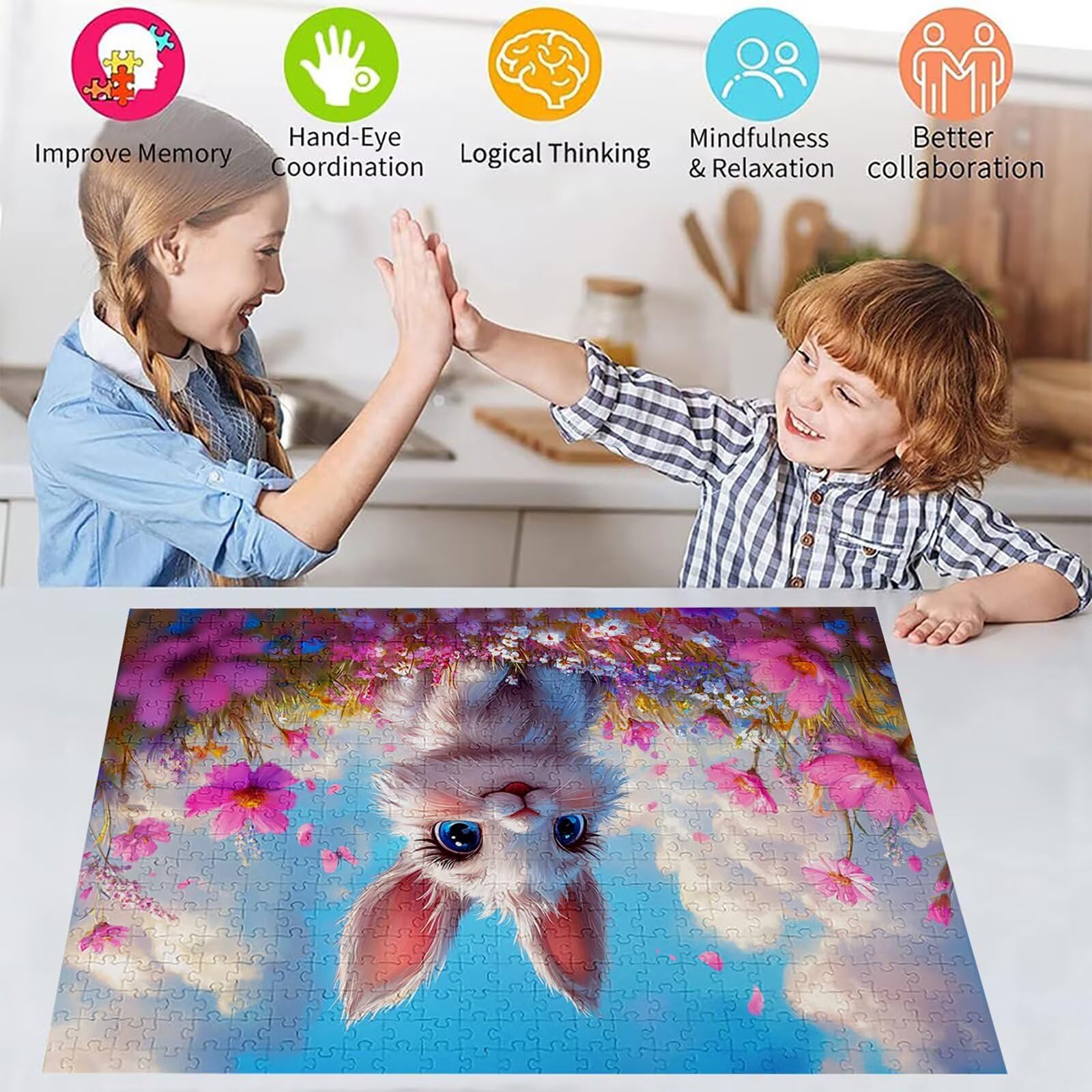 Puzzle 2000 elementów kreskówka dorosły królik 100 x 70 cm rzemiosło klasyczne 3D drewniana układanka do rodzinnych gier aktywnych, układanka do samodzielnego wykonania nawet do dekoracji ścian domu