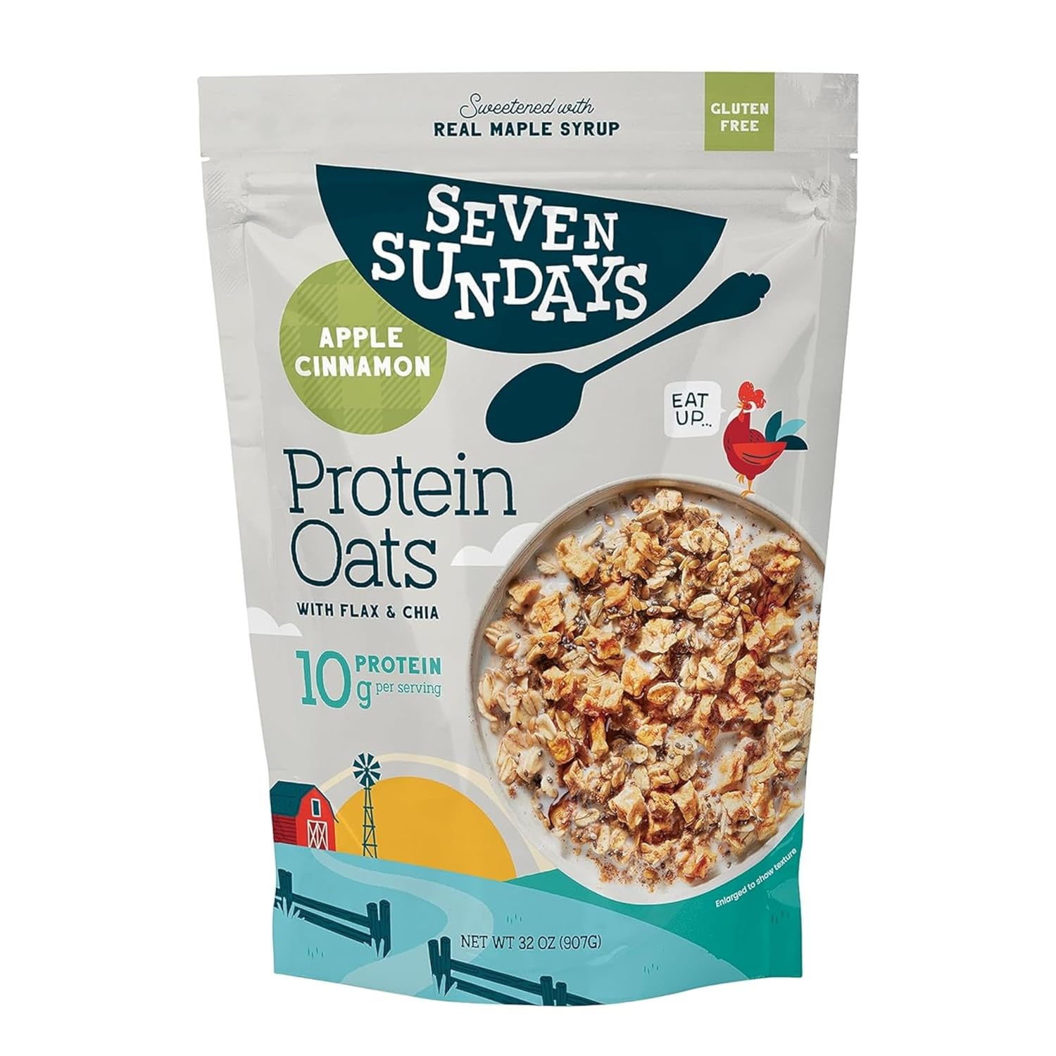 Seven Sundays Protein Oats, Wildberry, 32 Oz Bag (Pack of 4), Gluten Free, 10g Upcycled Protein, Enjoy Warm, Cool or as Overnight Oats