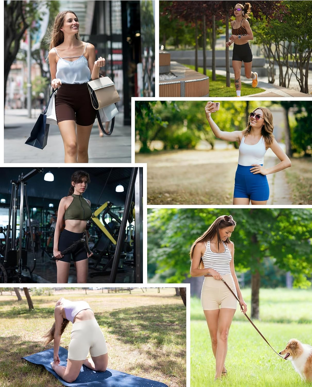 Moozava Women's Biker Shorts 4"/6"/8" High Waisted Tummy Control Workout Gym Yoga Running Volleyball Spandex Shorts 3 Pockets