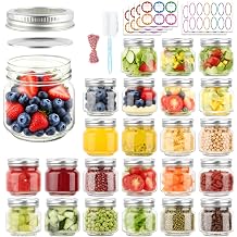 240ml/8oz Mason Jar with Lids, 24 Pack Small Glass Canning Jars