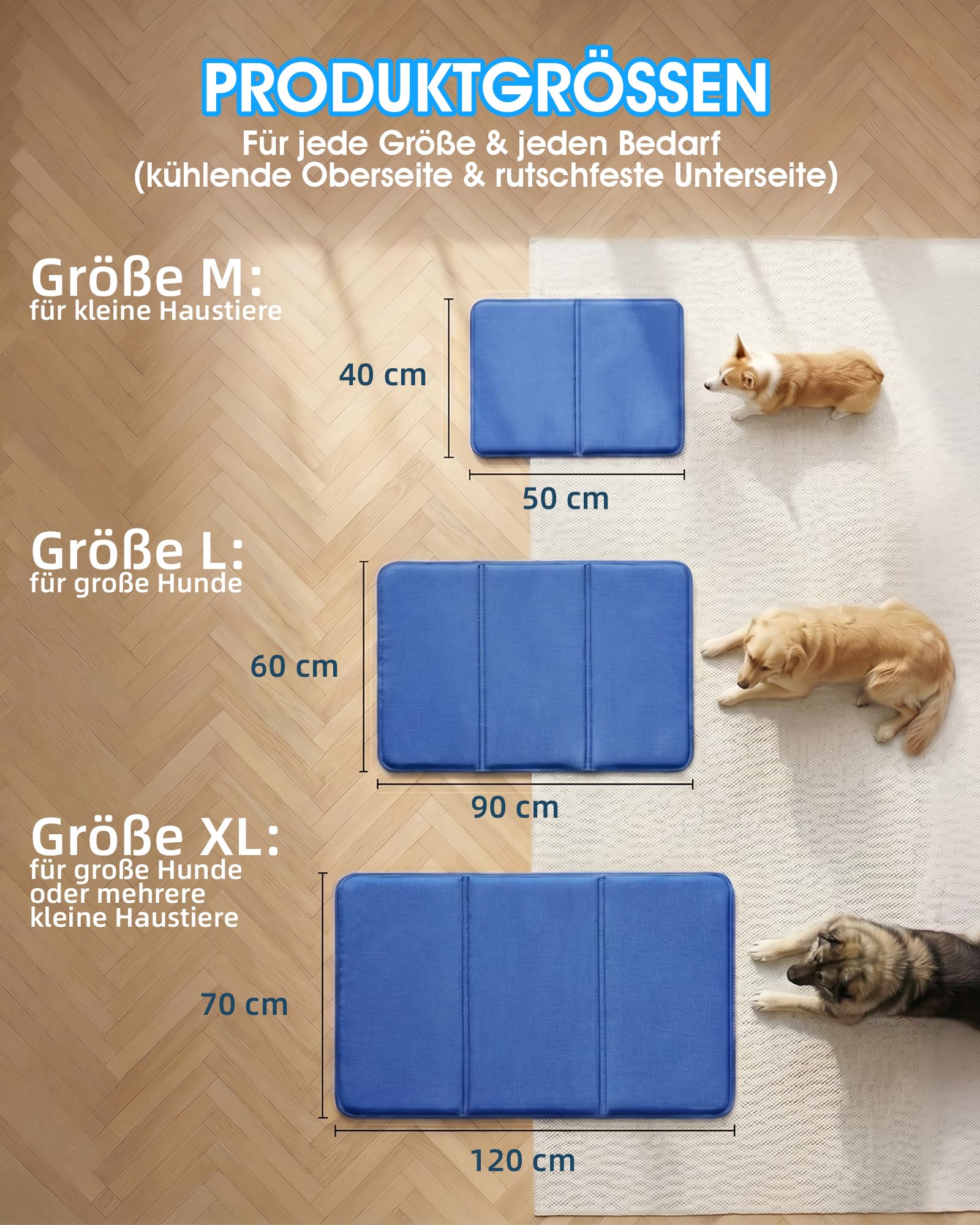 petnf Alfombrilla Refrescante para Perros y Gatos, Duradera Antideslizante Tapete de Refrigeración para Perro para Interior y Jardín, Dog Cool Mat de Gel No Tóxico Autoenfriante en Verano, 50x40 cm