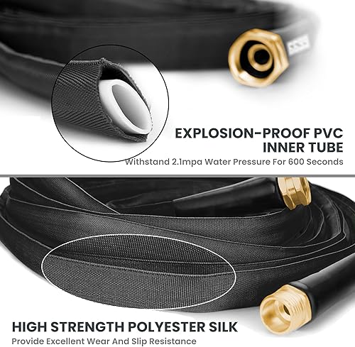 Miniatura 4 de Giraffe Tools Manguera de jardín de 25 pies, ligera, plana, sin torceduras, flexible con boquilla de 9 funciones de pulverización (negro)