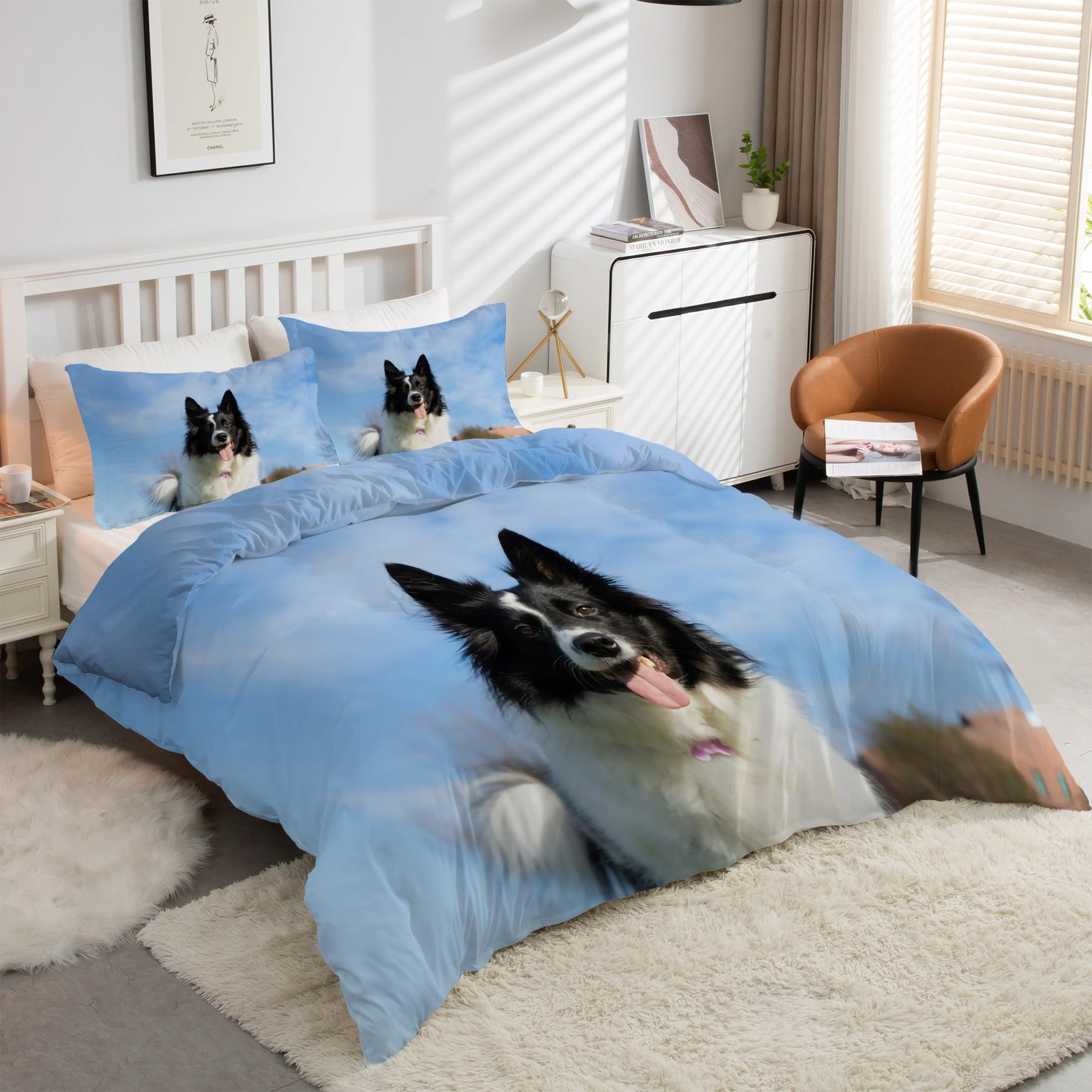 Housse de Couette 240 x 260 Chien De Berger Grand Confort pour Chambre Nature et Animaux