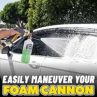 Vista 4 de Chemical Guys Snubby Pistola de lavado a presión con accesorio de cañón de espuma, mango corto para hidrolimpiadoras de gas y eléctricas, rociador