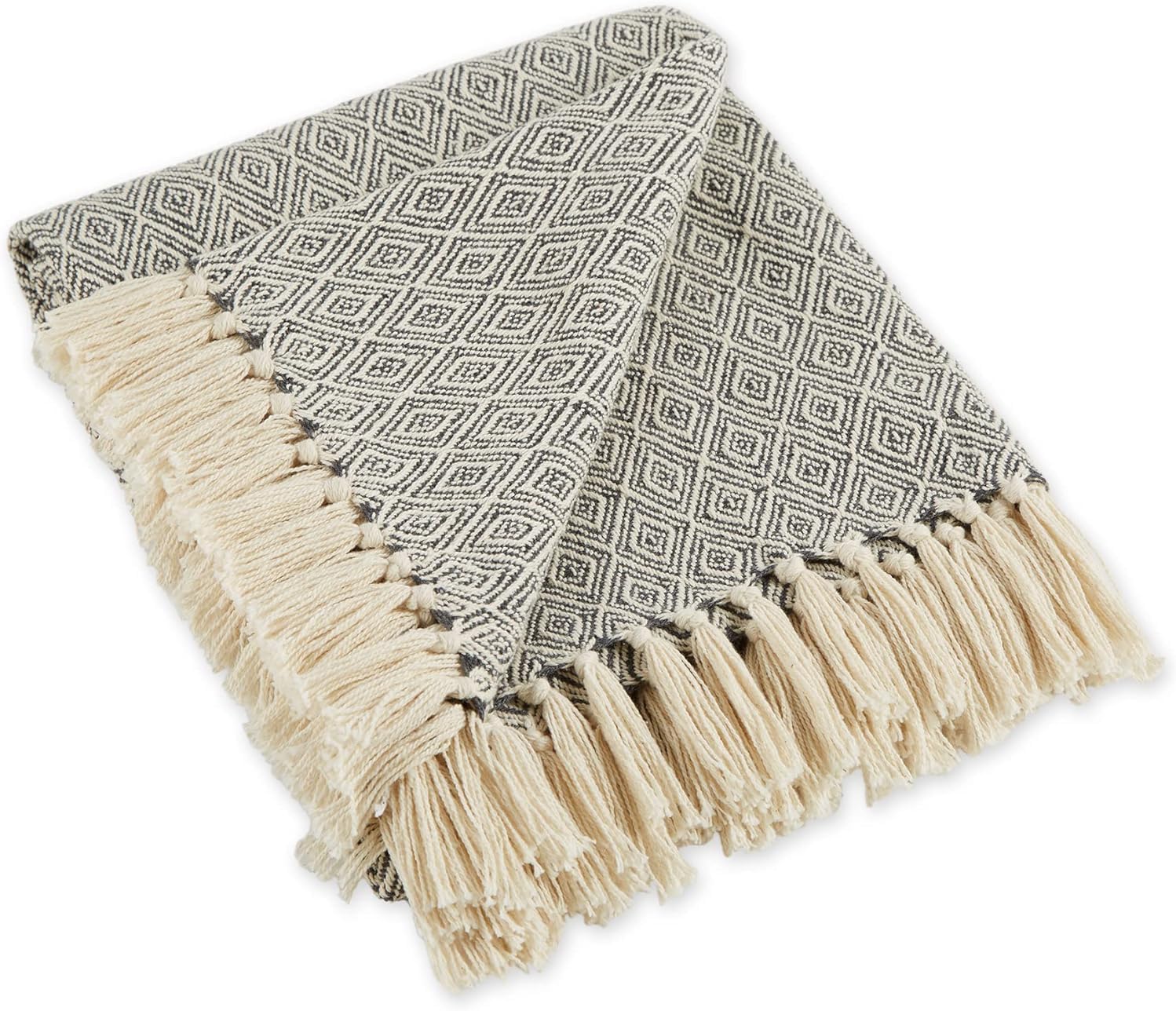 Craft Trade Cotton Sofa Throw Blanket with Tassels, Beige Chevron Pattern, 50 x 60 Inch Decorative Throw for Sofa, Couch, Bed, Chair and Living Room