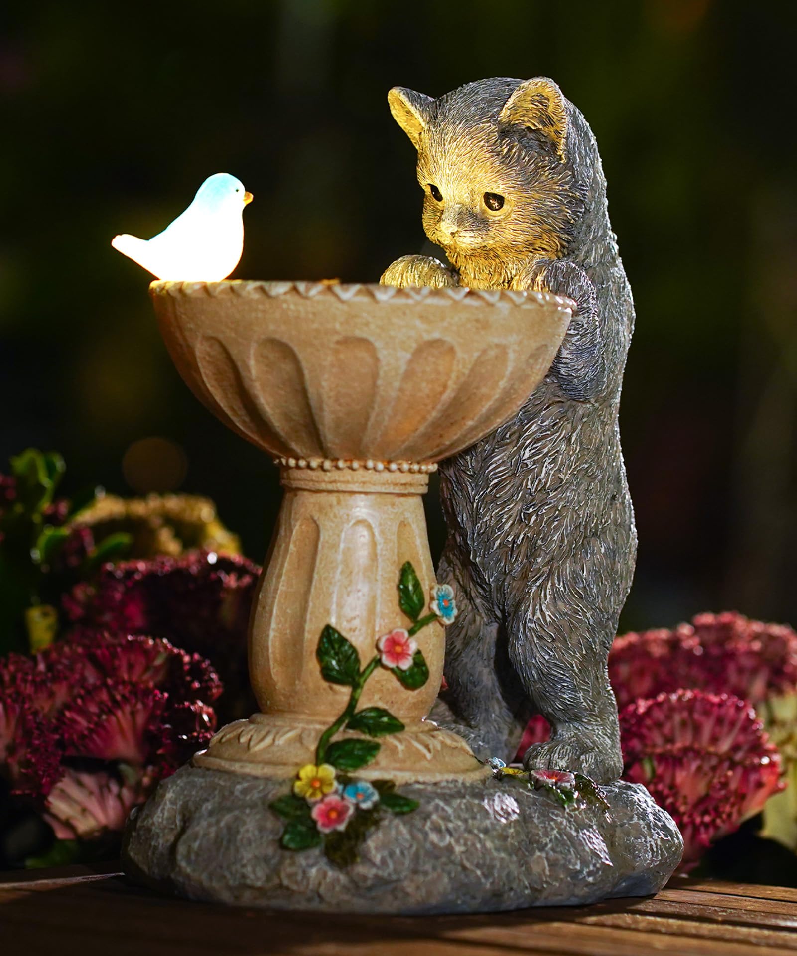 Nacome Solar Cat Garden Decor: Outdoor Statues Ornaments for Outside Decorations Yard Art Lawn Porch Patio Balcony - Birthday Choice for Mom Grandma Women Lover