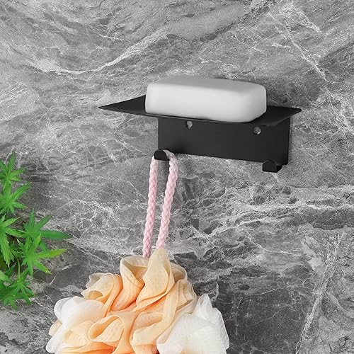 Miniatura 10 de Jaboneras para baño, soporte de jabón de barra con bandeja autodrenante, bandeja de jabón para pared de ducha, contenedor de jabón autoadhesivo de 4