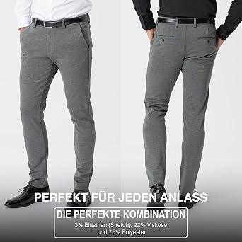 Performance Pants for Men, Slim Fit, Stretch - Comfortable and Modern Mens Trousers with Stretch for Suits, Business, Casual, Golf, Office