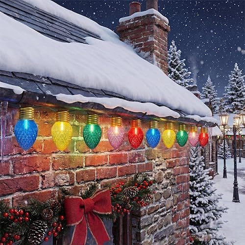 Miniatura 1 de C7 - Tira de luces de Navidad jumbo de 16 pies, luces de Navidad para decoración al aire libre con 10 patrones de diamantes grandes, bombilla
